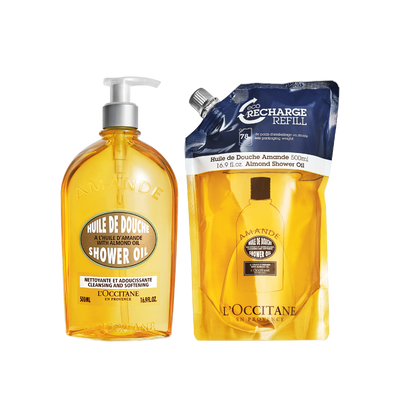 Almond Shower Oil Eco-Refill Duo Set