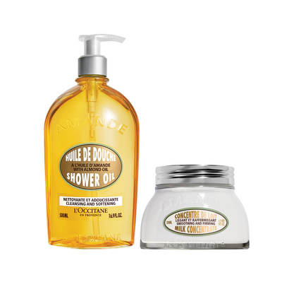 [Online Exclusive] Almond Shower Oil (500ml) & Almond Milk Concentrate Set - Gift - Almond Collection