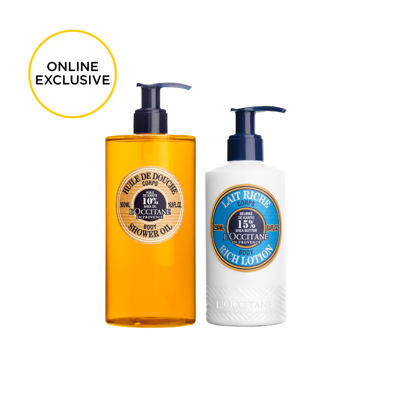 Buy Exclusive] Shea Butter Shower Oil & Rich Body Lotion Set